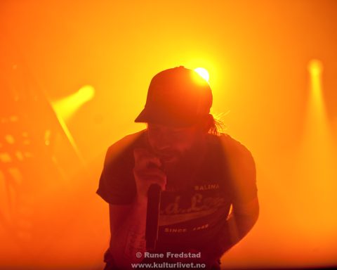 in flames